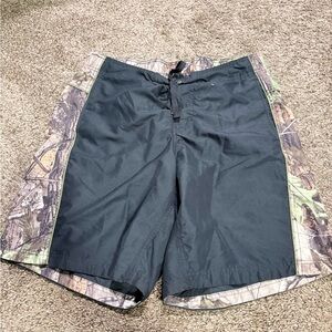 Camouflage and Black Swim Shorts